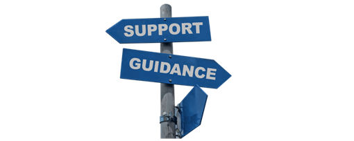 A signpost pointing to support and guidance.